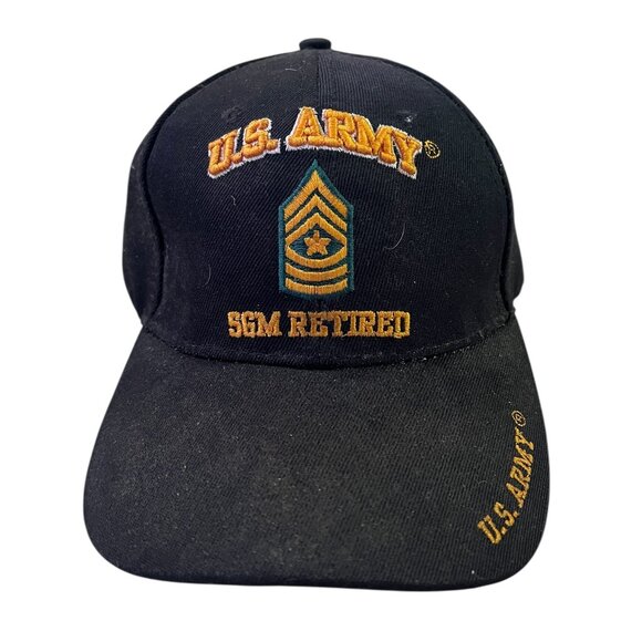 US Army SGM Retired Veteran Hat Vet Cap Embroidery Black Adjustable Strap USA - Picture 1 of 4